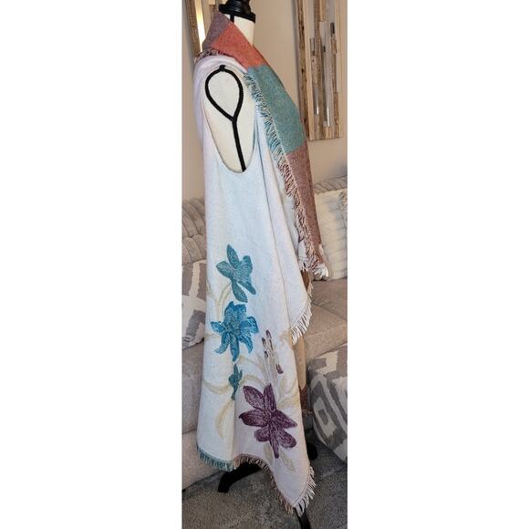 Andrew Marc Sleeveless Waterfall Open Cardigan BlanketVest Floral One Size - Picture 4 of 8